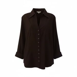 Cato Dark Brown Button Down Long Sleeve Shirt Size 14/16W